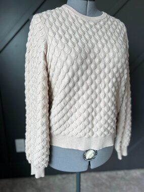 Contemporaine 3D patterned knit sweater in cream